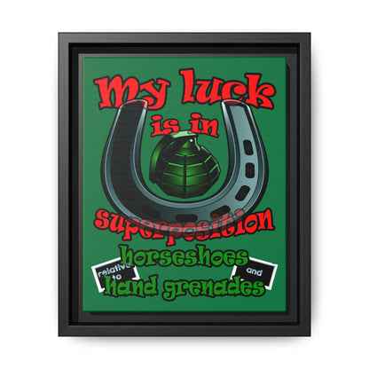 my luck - framed canvas art (dark green)