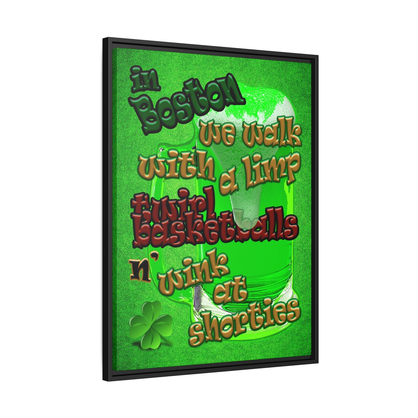 celtics logo - framed canvas art (green turf)