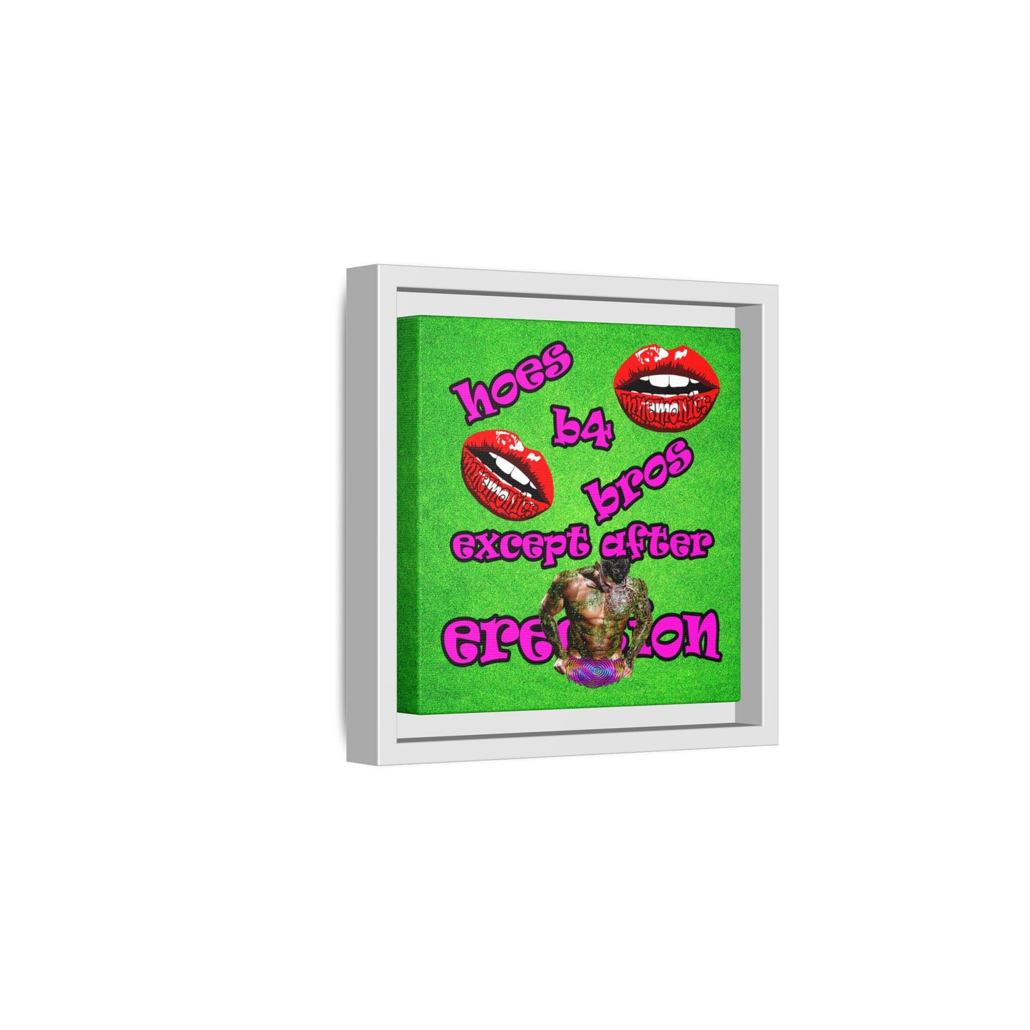 hoes b4 bros - framed canvas art (green turf)