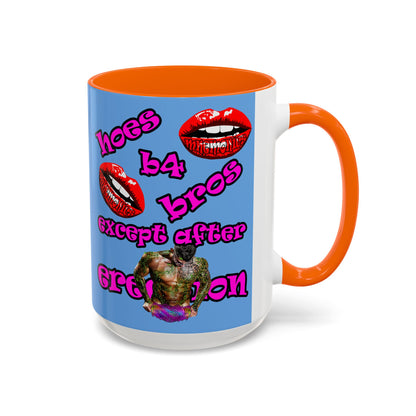 hoes b4 bros - Accent Mug (light blue)