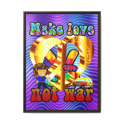 love peace - framed canvas art (purple wave)
