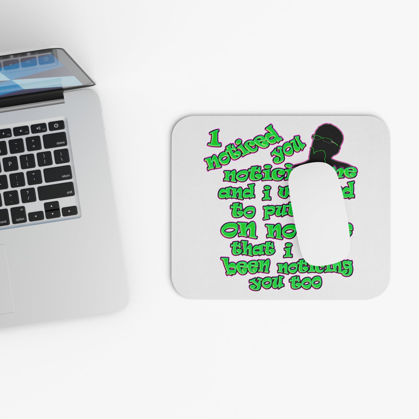 noticed you noticing - Mouse Pad (Rectangle) (white)