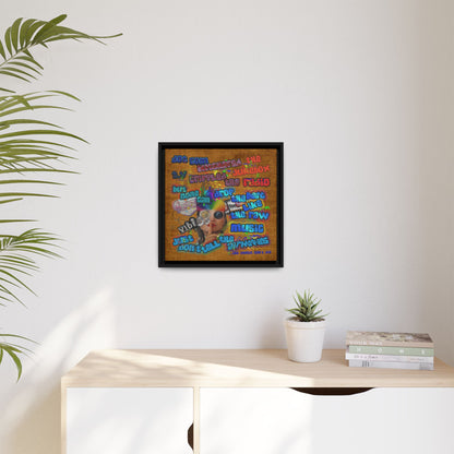 drop the beat - framed canvas art (brown papyrus)