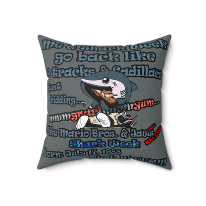 shark week - Faux Suede Square Pillow - (dark grey)