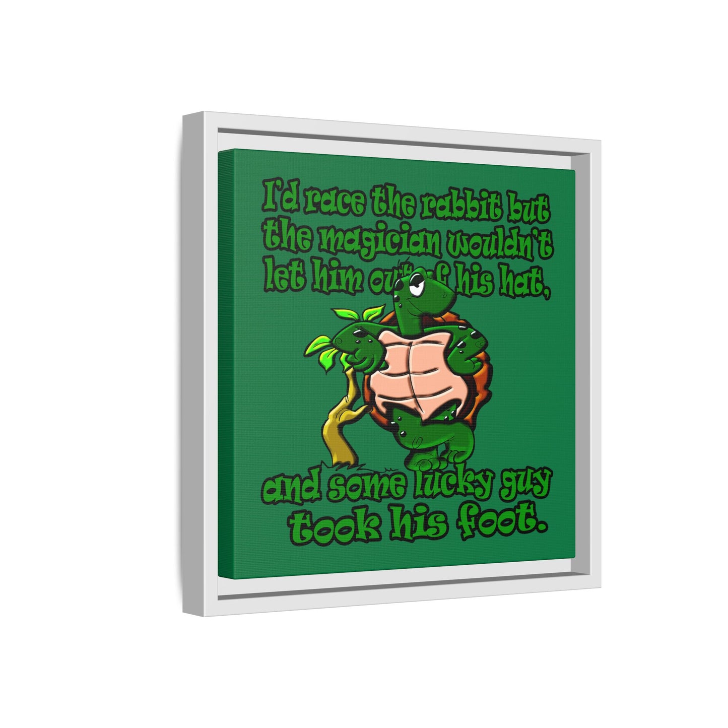 turtle race - framed canvas art (dark green)