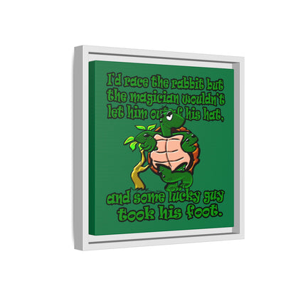 turtle race - framed canvas art (dark green)