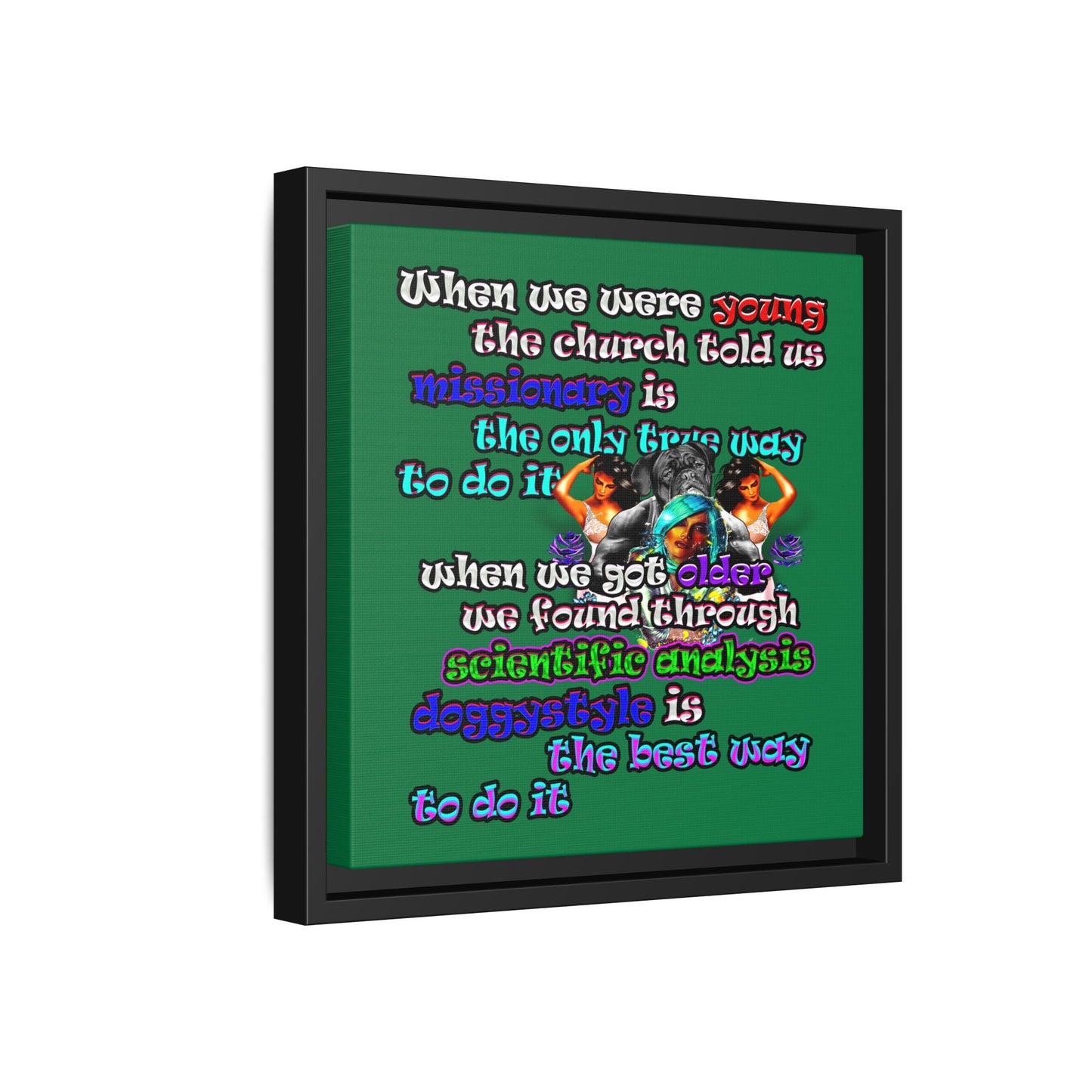 doggystyle - framed canvas art (dark green)