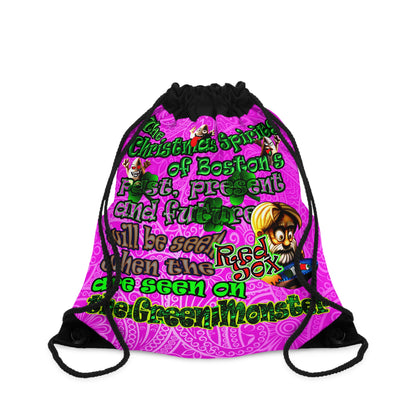 christmas spirits of boston - Drawstring Bag (pink swirl)