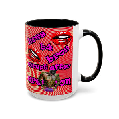 hoes b4 bros - Accent Mug (yellow-orange wave)