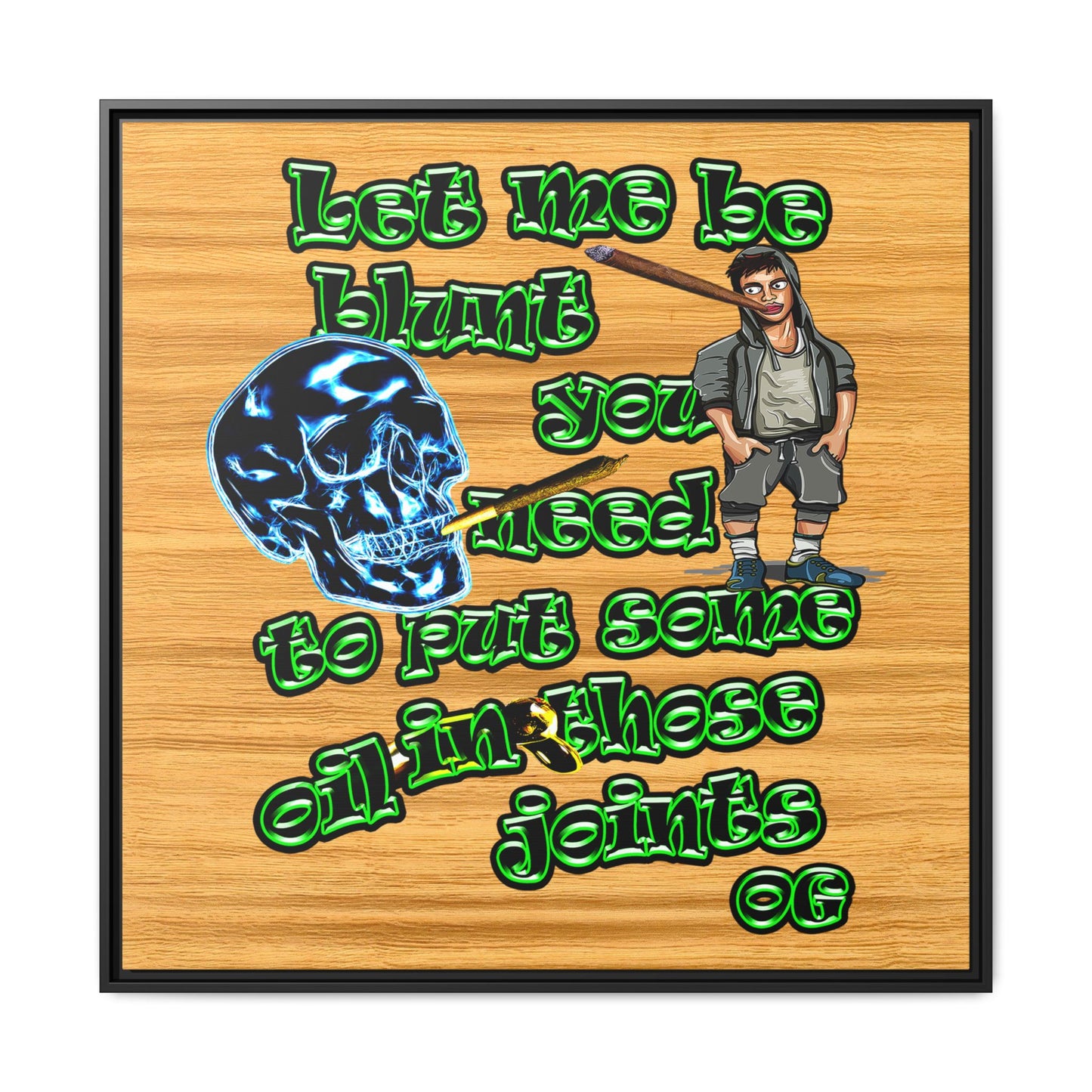 og - framed canvas art (butterscotch wood finish)