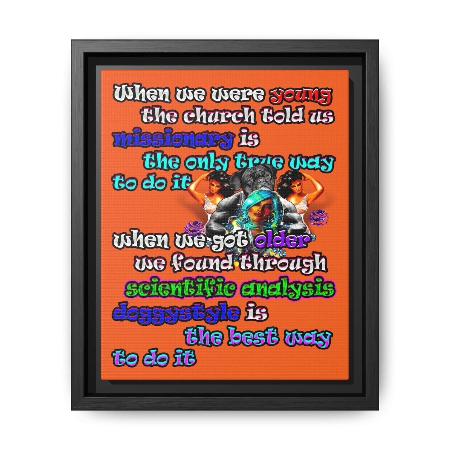 doggystyle - framed canvas art (orange)