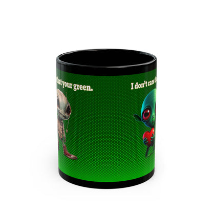 I don't care that your grey - Black Mug (logo green)