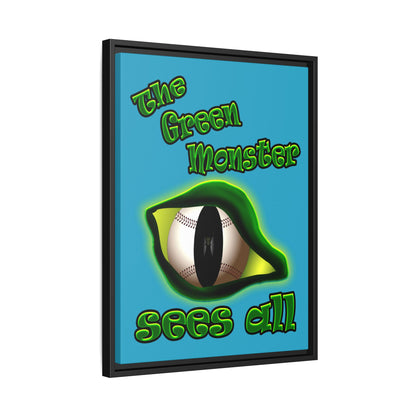 green monster - framed canvas art (turquoise)