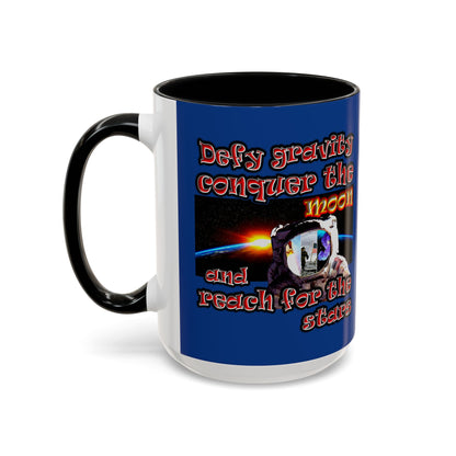 defy conquer reach - Accent Mug (dark blue)