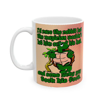 turtle race - White Mug (yellow-orange wave)