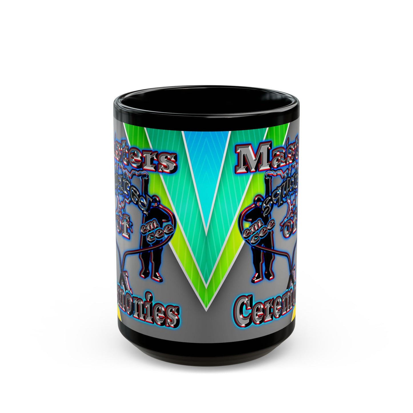 em cee squared - Black Mug (rainbow split)