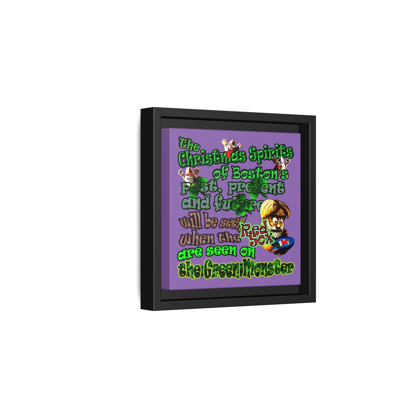christmas spirits of boston - framed canvas art (light purple)