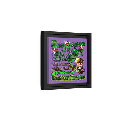 christmas spirits of boston - framed canvas art (light purple)