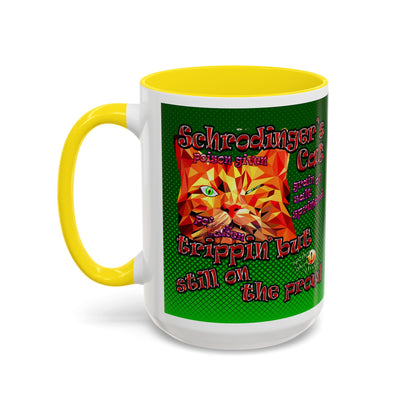 schrodinger's cat - Accent Mug (logo green)