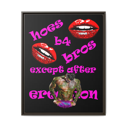 hoes b4 bros - framed canvas art (black)