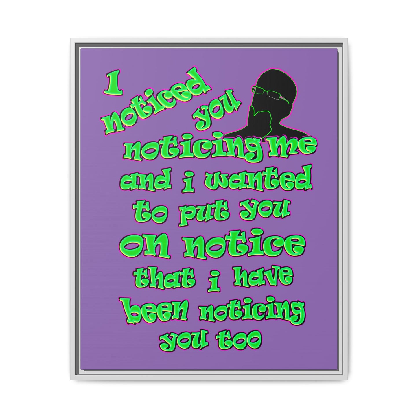 noticed you noticing - framed canvas art (light purple)