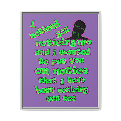 noticed you noticing - framed canvas art (light purple)