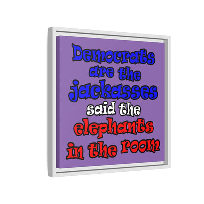 donkeys and elephants - framed canvas art (light purple)