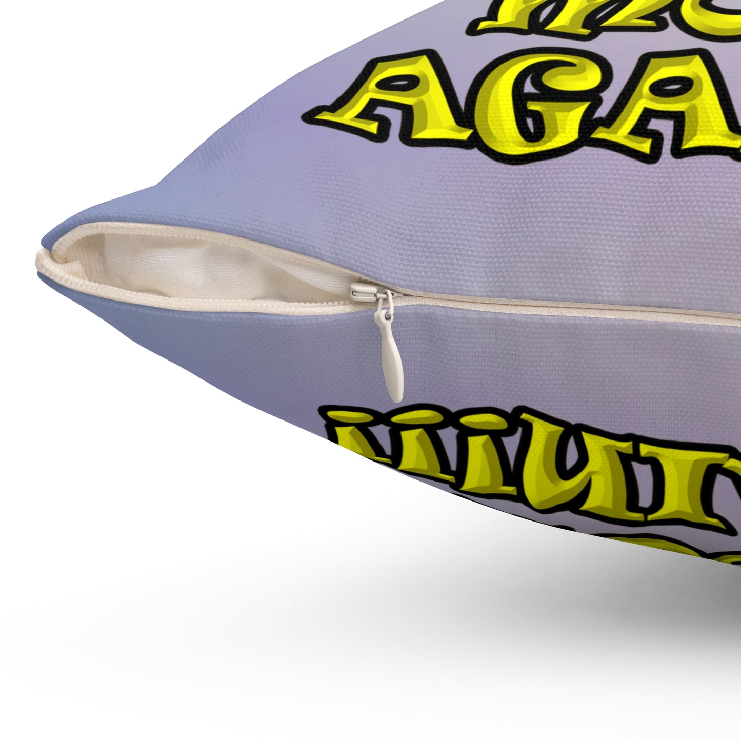 shoot the moon again - Spun Polyester Square Pillow - (light blue-pink wave)