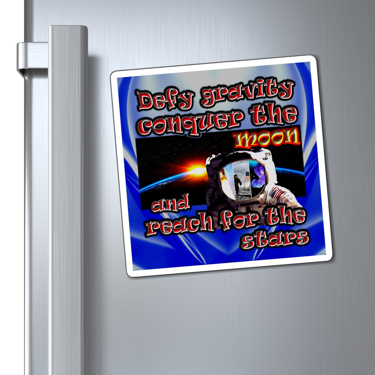 defy conquer reach - Magnets - (blue-white wave)