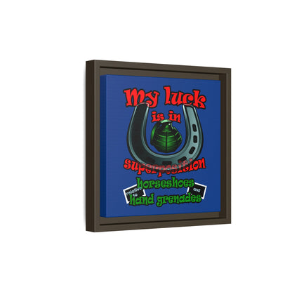 my luck - framed canvas art (dark blue)