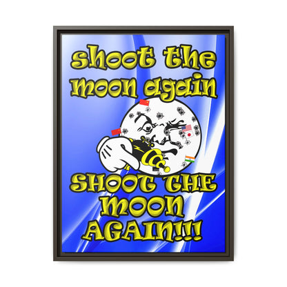 shoot the moon again - framed canvas art (blue-white wave)