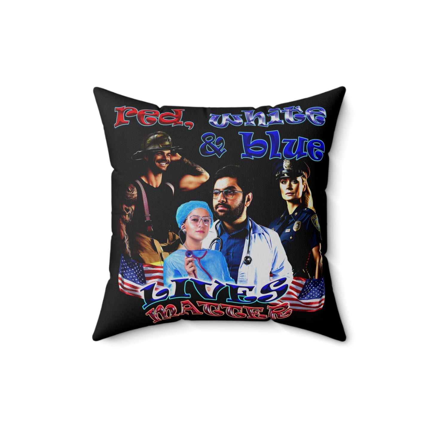 rw&b lives matter - Spun Polyester Square Pillow - (black)