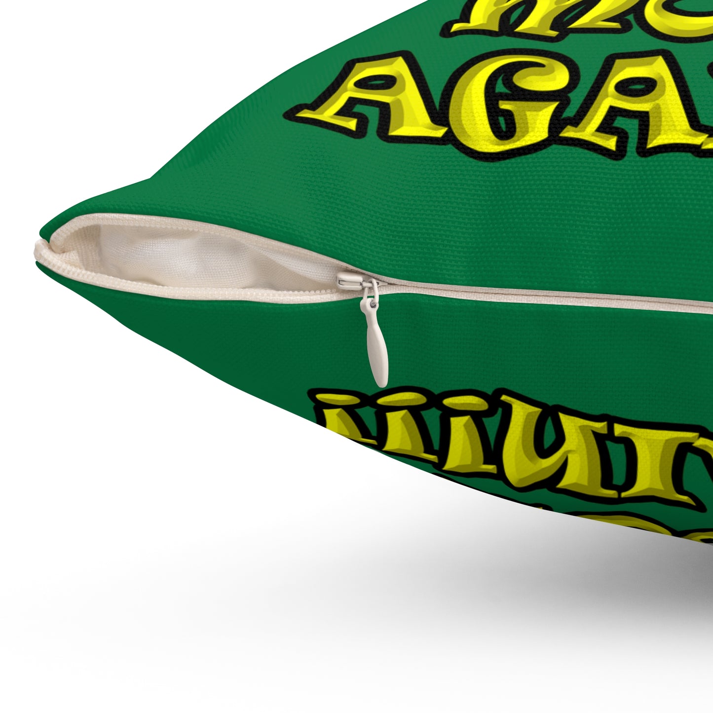 shoot the moon again - Spun Polyester Square Pillow - (dark green)