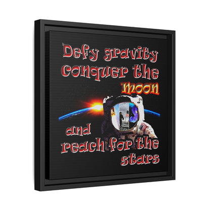 defy conquer reach - framed canvas art (black)