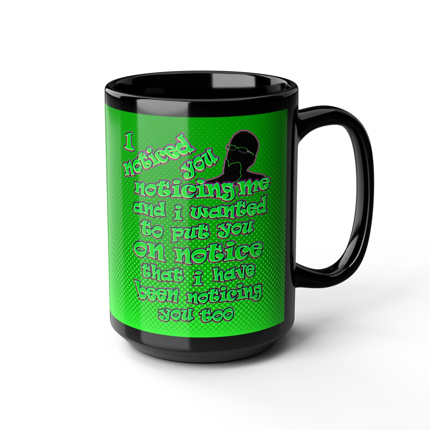 noticed you noticing - Black Mug (logo green)