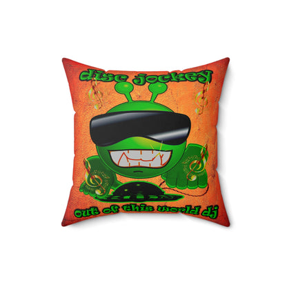 disc jockey - Spun Polyester Square Pillow - (burnt orange)