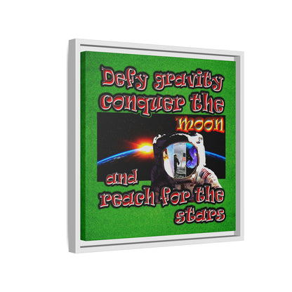 defy conquer reach - framed canvas art (green turf)