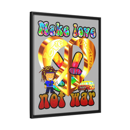 love peace - framed canvas art (light grey)