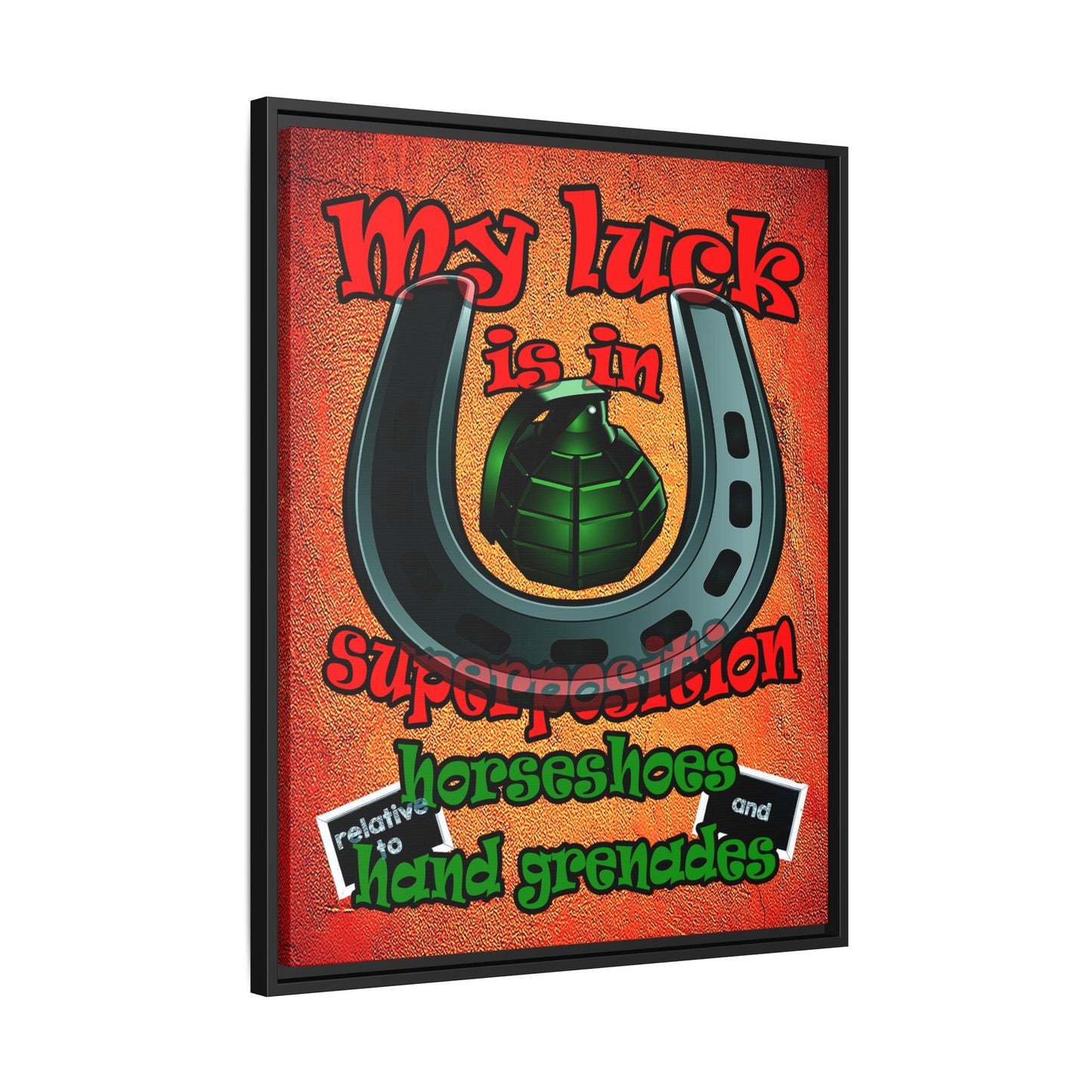 my luck - framed canvas art (burnt orange)