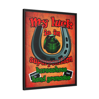 my luck - framed canvas art (burnt orange)