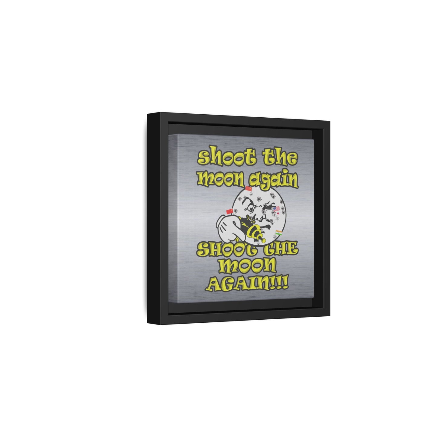 shoot the moon again - framed canvas art (brushed nickel)