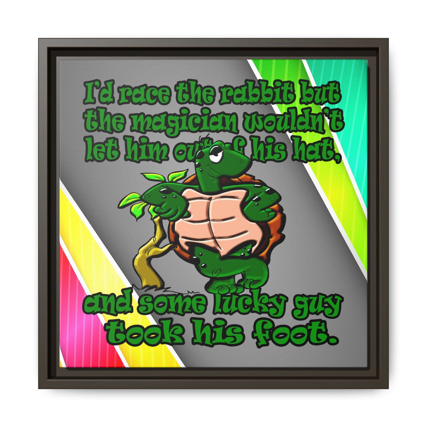 turtle race - framed canvas art (rainbow split)