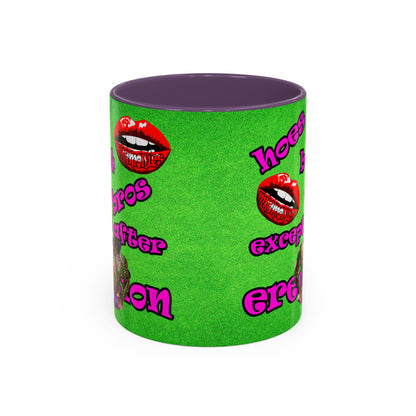 hoes b4 bros - Accent Mug (green turf)
