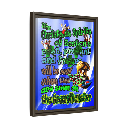 christmas spirits of boston - framed canvas art (blue-white wave)