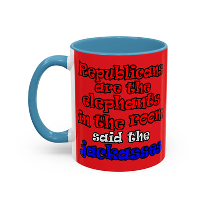 donkeys and elephants - Accent Mug (red)