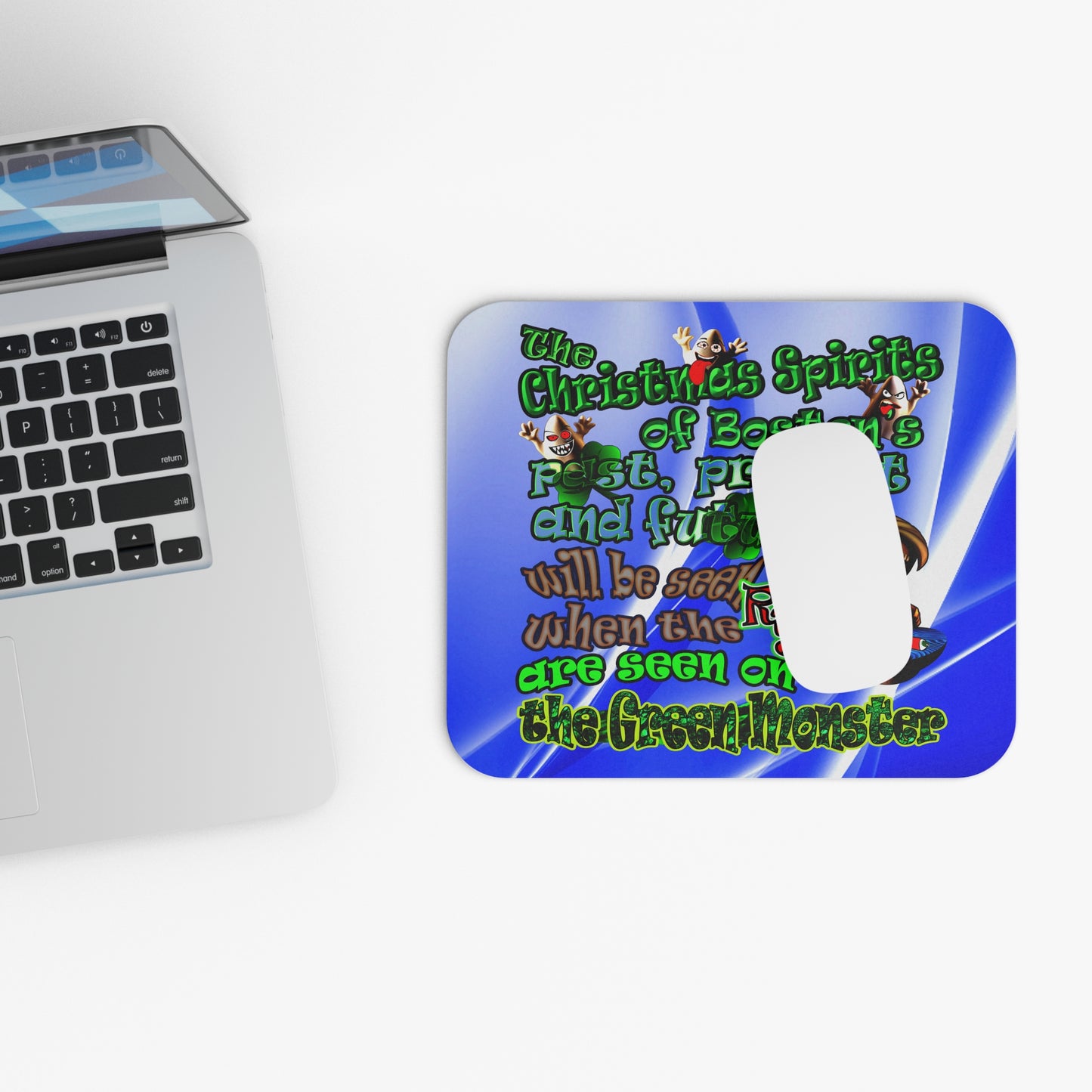 christmas spirits of boston - Mouse Pad (Rectangle) (blue-white wave)