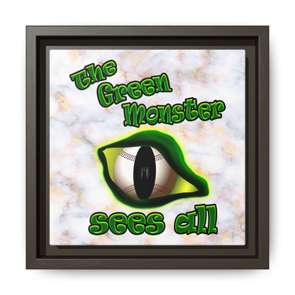 green monster - framed canvas art (white marble)