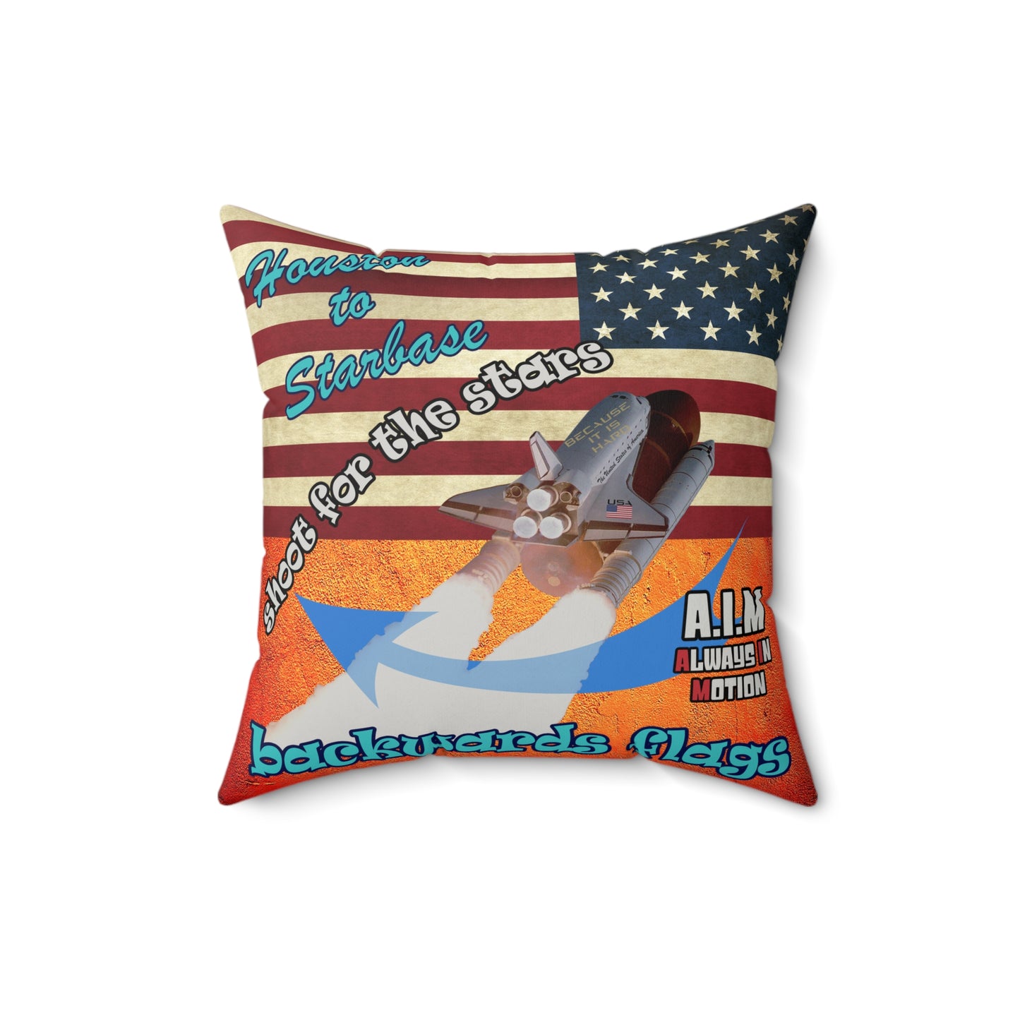 shoot for the stars - Faux Suede Square Pillow - (burnt orange)