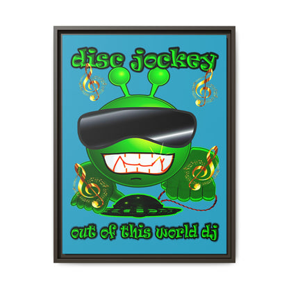 disc jockey - framed canvas art (turquoise)
