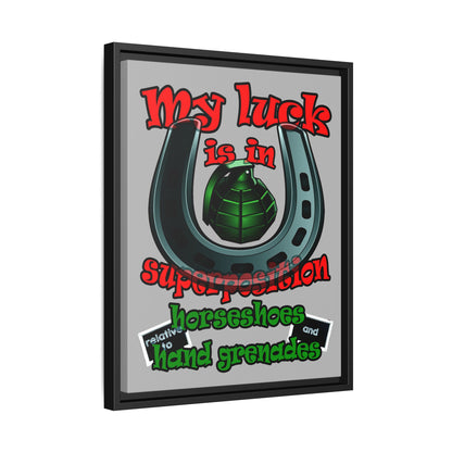 my luck - framed canvas art (light grey)
